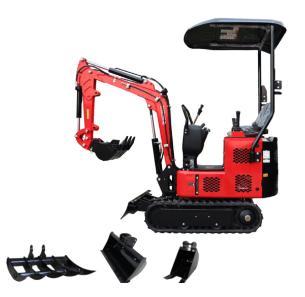 HZC power Minibagger HZC Power BKB992K, Benzin, 940 Kg, neues Design und seitliche Joystick – Steuerung