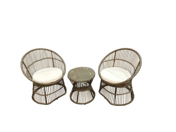 Happy Home 5 tlg. Garten Set mit Sitzkissen in Rattan – Beige