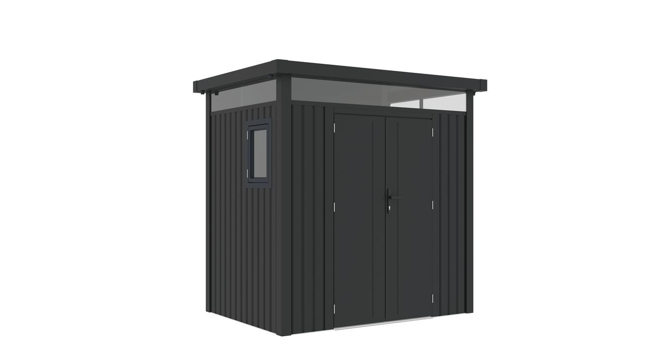 Never Indoor Metallgerätehaus „ELSA“, ca. 230 x 166 x 222 cm – Glänzendes Grau