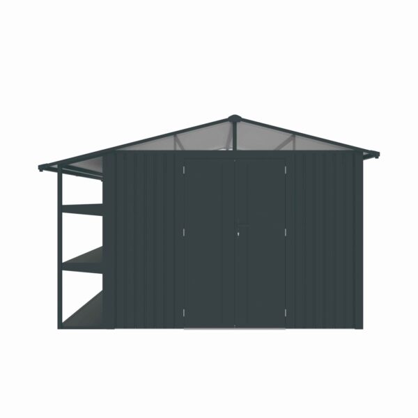 Never Indoor Metallgerätehaus "LAURA", ca. 359 x 296 x 228 cm – Glänzendes Grau