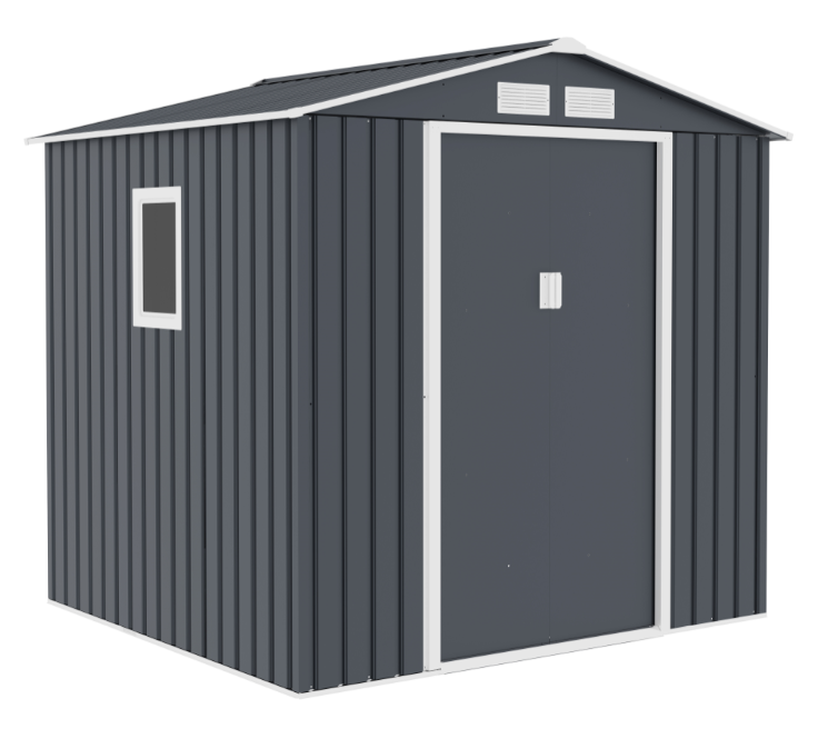 Never Indoor Metallgerätehaus „HANNA“, ca. 213 x 195 x 205 cm – Grau/Weiß