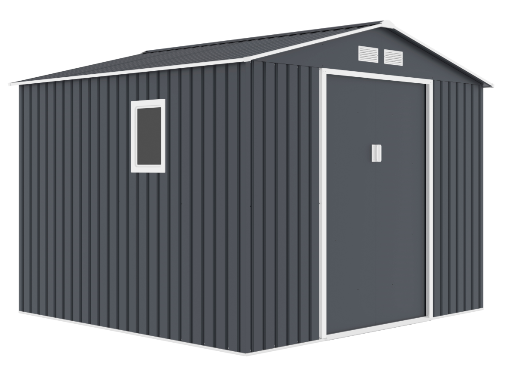 Never Indoor Metallgerätehaus „HANNA“, ca. 277 x 259 x 213 cm – Grau/Weiß