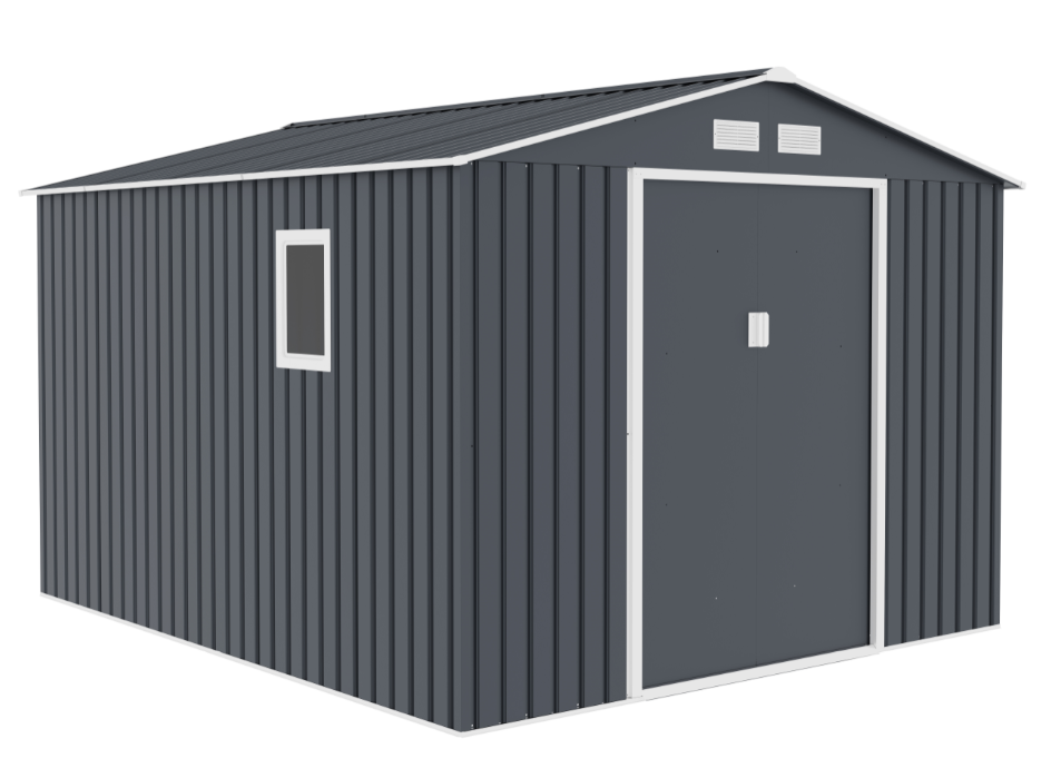 Never Indoor Metallgerätehaus „HANNA“, ca. 277 x 322 x 213 cm – Grau/Weiß