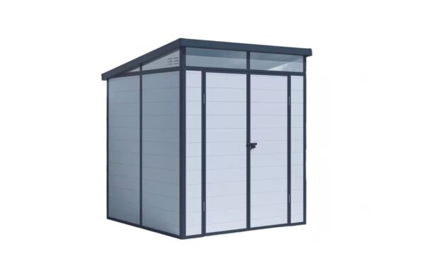 Never Indoor Kunststoff – Gerätehaus "TOYA", ca. 238 x 192 x 215 cm – Hellgrau/Grau