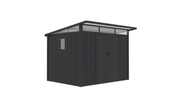 Never Indoor Metallgerätehaus "LENA", ca. 289 x 253 x 220 cm – Glänzendes Grau