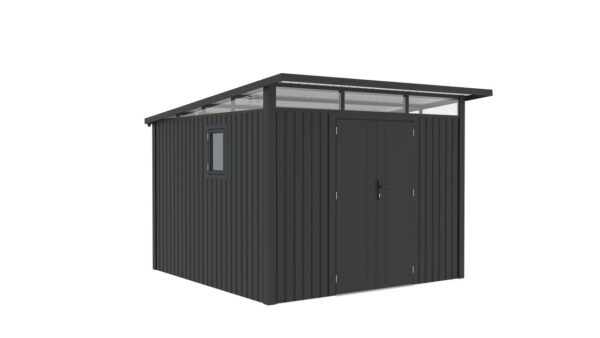 Never Indoor Metallgerätehaus "LENA", ca. 289 x 318 x 221 cm – Glänzendes Grau