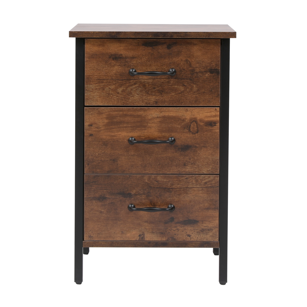 Happy Home Nachttisch mit 3 Schubladen, ca. 40 x 40 x 61 cm – Braun