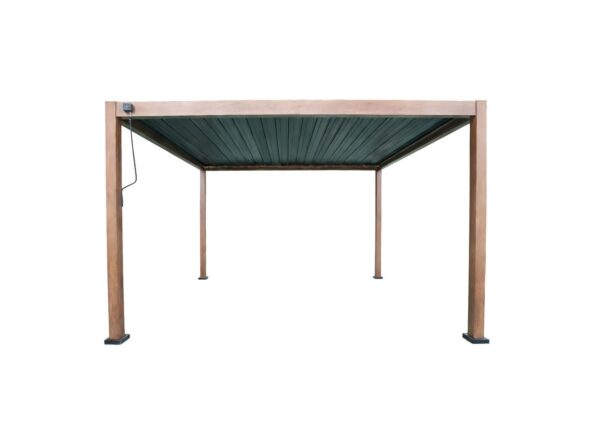 Never Indoor Aluminium – Pergola mit beweglichen Lamellen, ca. 3 x 3, 6 m – Dunkelbraun