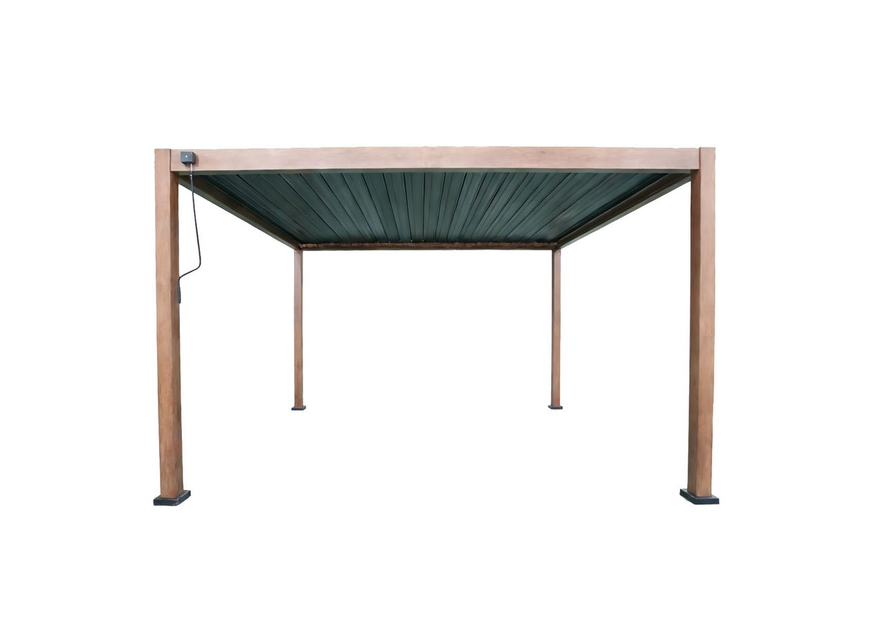 Never Indoor Aluminium – Pergola mit beweglichen Lamellen, ca. 3 x 3, 6 m – Dunkelbraun