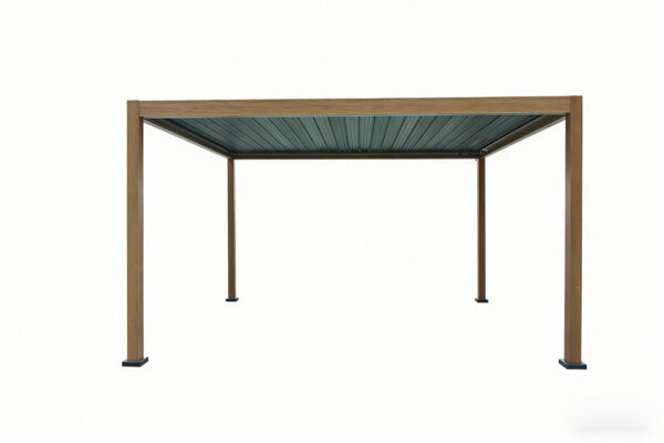 Never Indoor Aluminium – Pergola mit beweglichem Lamellendach, ca. 3 x 3, 6 m – Holzoptik