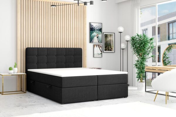 Möbel Punkt Boxspringbett PRAG Chesterfield mit Bettkasten, ca.180 x 200 cm – Schwarz