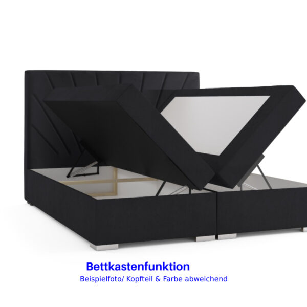 Möbel Punkt Boxspringbett PRAG Chesterfield mit Bettkasten, ca.180 x 200 cm – Schwarz