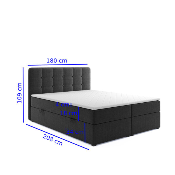 Möbel Punkt Boxspringbett PRAG Chesterfield mit Bettkasten, ca.180 x 200 cm – Schwarz