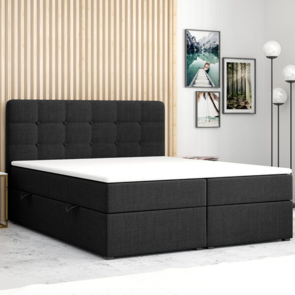 Möbel Punkt Boxspringbett PRAG Chesterfield mit Bettkasten, ca.180 x 200 cm – Schwarz