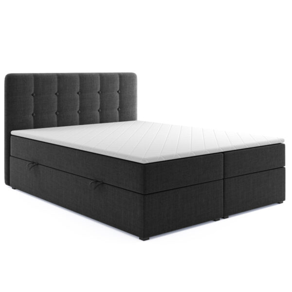 Möbel Punkt Boxspringbett PRAG Chesterfield mit Bettkasten, ca.180 x 200 cm – Schwarz