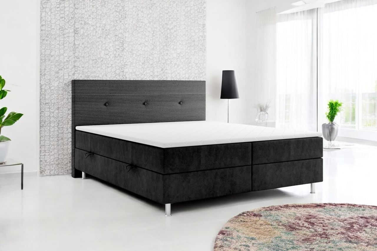 Möbel Punkt Boxspringbett RIO mit Bettkasten, ca. 180 x 200 cm – Schwarz