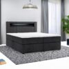 Möbel Punkt Boxspringbett KUBA mit Bettkasten Visco Topper LED 180 x 200 cm Webstoff Inari SCHWARZ Bettkasten