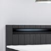 Möbel Punkt Boxspringbett KUBA mit Bettkasten Visco Topper LED 180 x 200 cm Webstoff Inari SCHWARZ Bettkasten