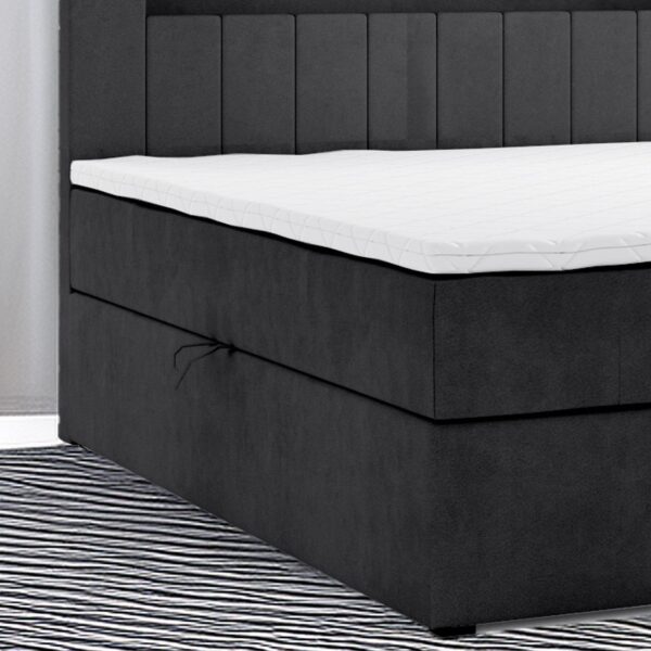 Möbel Punkt Boxspringbett KUBA mit Bettkasten Visco Topper LED 180 x 200 cm Webstoff Inari SCHWARZ Bettkasten