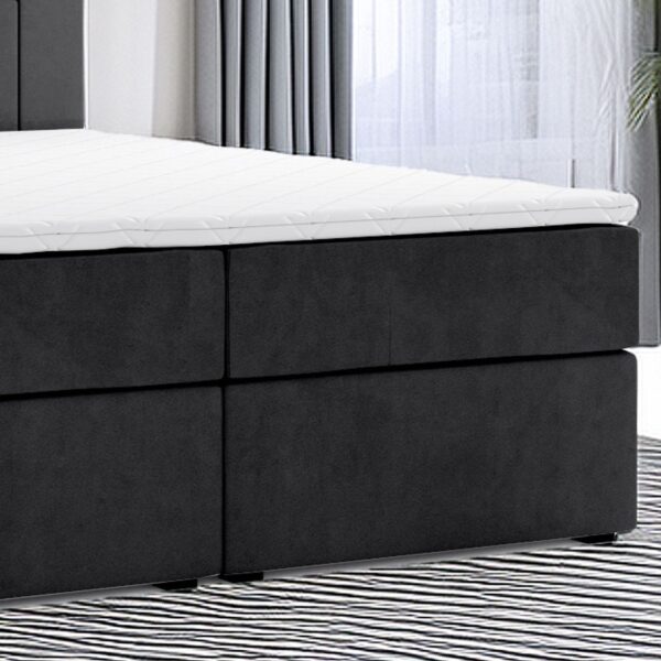 Möbel Punkt Boxspringbett KUBA mit Bettkasten Visco Topper LED 180 x 200 cm Webstoff Inari SCHWARZ Bettkasten