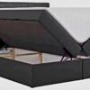 Möbel Punkt Boxspringbett KUBA mit Bettkasten Visco Topper LED 180 x 200 cm Webstoff Inari SCHWARZ Bettkasten