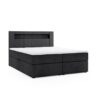 Möbel Punkt Boxspringbett KUBA mit Bettkasten Visco Topper LED 180 x 200 cm Webstoff Inari SCHWARZ Bettkasten