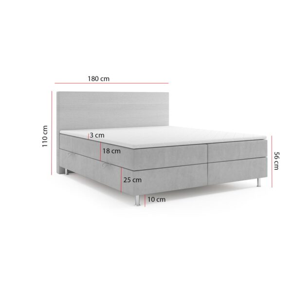 Möbel Punkt Boxspringbett PISA mit Bettkasten 180 x 200 cm Webstoff Grau Bett Bettkasten Topper