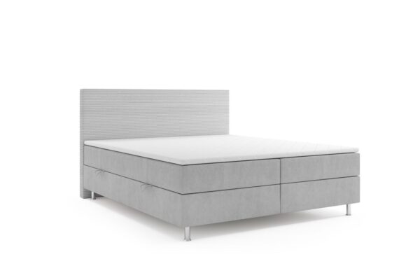 Möbel Punkt Boxspringbett PISA mit Bettkasten 180 x 200 cm Webstoff Grau Bett Bettkasten Topper
