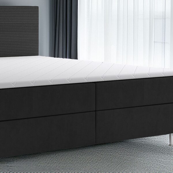 Möbel Punkt Boxspringbett PISA mit Bettkasten 180 x 200 cm Webstoff Schwarz Bett Bettkasten Topper