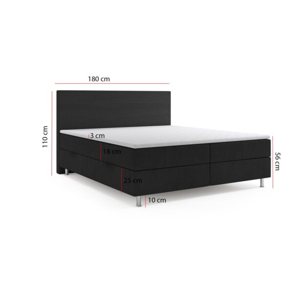 Möbel Punkt Boxspringbett PISA mit Bettkasten 180 x 200 cm Webstoff Schwarz Bett Bettkasten Topper