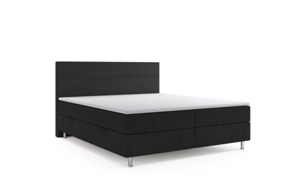 Möbel Punkt Boxspringbett PISA mit Bettkasten 180 x 200 cm Webstoff Schwarz Bett Bettkasten Topper