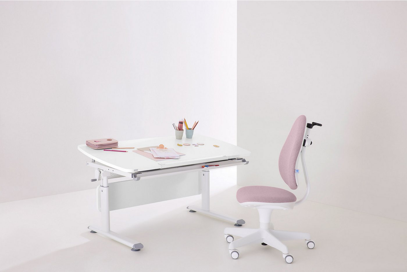 PAIDI Schreibtischstuhl JOOKI S aus pflegeleichtem Mikrofaser, ergonomisch mitwachsend, höhenverstellbarer Kinderstuhl, 360° Drehstuhl, 80 Kg Tragkraft