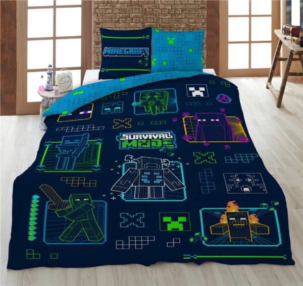 5407010073348-2 COFI 1453 Minecraft Bettwäsche 140x200 cm mit Kissenbezug
