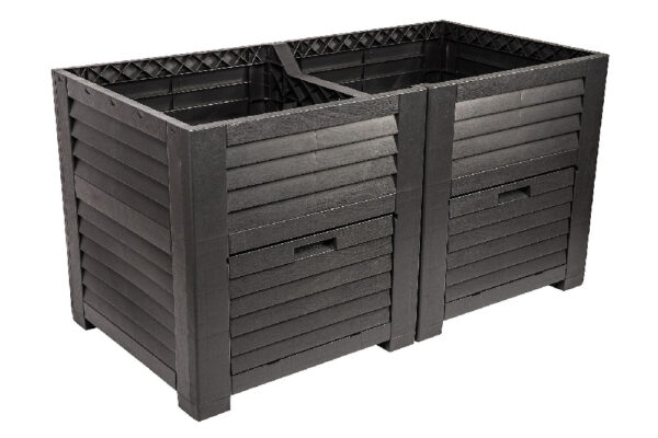 Jelenia Plast Hochbeet mit 2 Staufächern, ca. 150 x 76 x 78 cm – Anthrazit