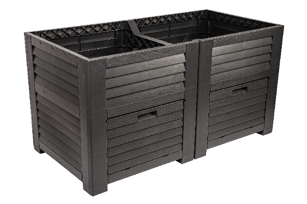 Jelenia Plast Hochbeet mit 2 Staufächern, ca. 150 x 76 x 78 cm – Anthrazit