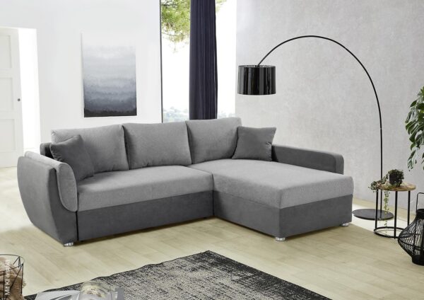 Ecksofa mit Bettfunktion und Bettkasten anthrazit grau Polyester B/H/T: ca. 247x82x178 cm