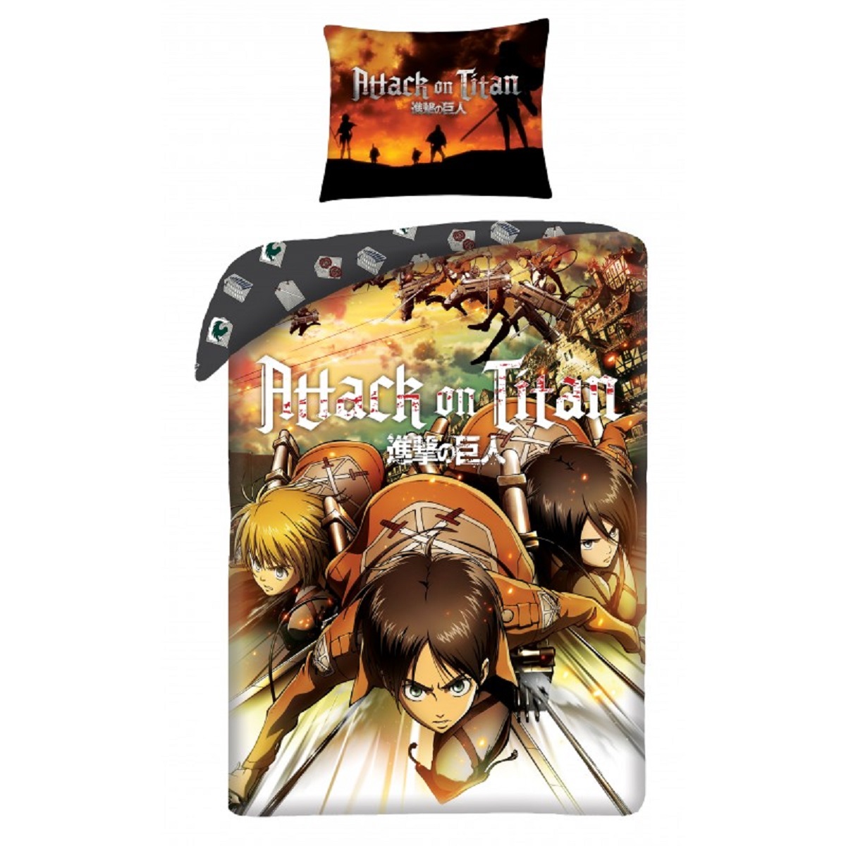 COFI 1453 Attack on Titan Bettwäsche 140×200 cm + 70×90 cm aus Baumwolle