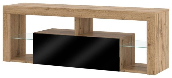 TV-Lowboard TV LOWBOARD Everest 140 Eiche Wotan Nachbildung schwarz glänzend B/H/T: ca. 140x50x35 cm