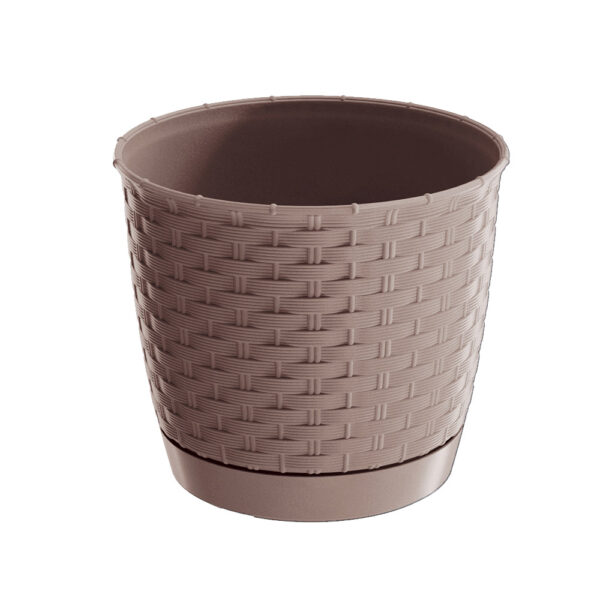 POWERTEC GARDEN Blumentopf in Rattanoptik, ca. 13 Liter – Dunkelbraun