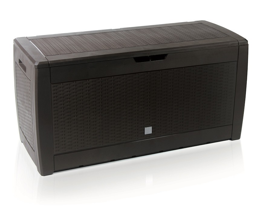 POWERTEC GARDEN Auflagenbox in Rattanoptik, ca. 119 x 48 x 60 cm, 310L – Dunkelbraun