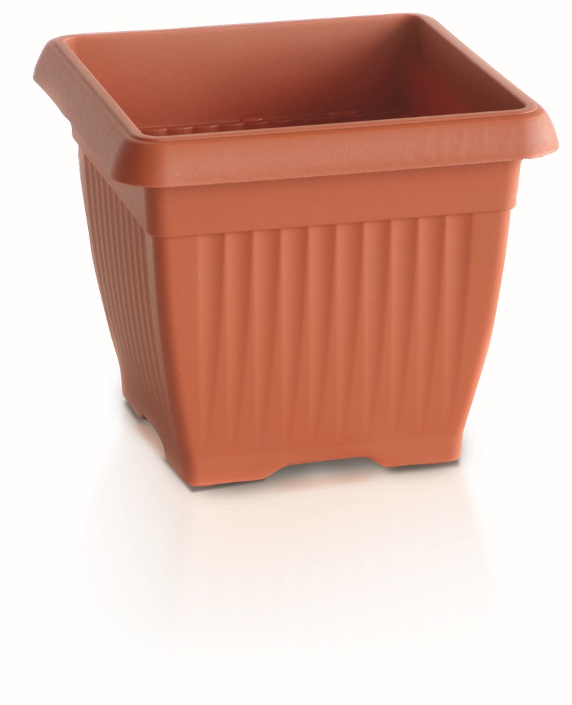 Protanic Pflanztopf mit Dekor, ca. 13, 8 Liter – eckig – Terrakotta