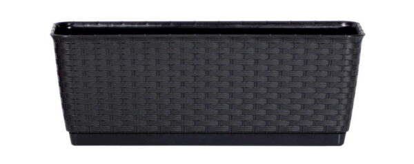 5905197396491-1 Protanic 2er – Set Pflanzkasten in Rattanoptik, ca. 49 x 17 x 17 cm – Anthrazit