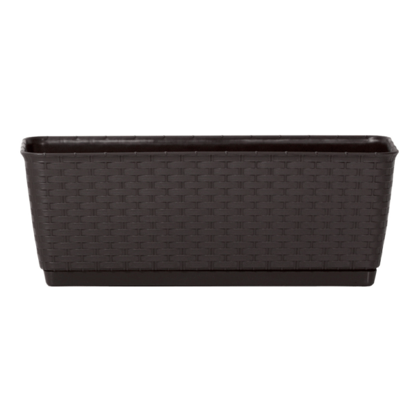 Protanic Pflanzkasten – Komplettset in Rattanoptik. ca. 49 x 17 x 17 cm – Dunkelbraun