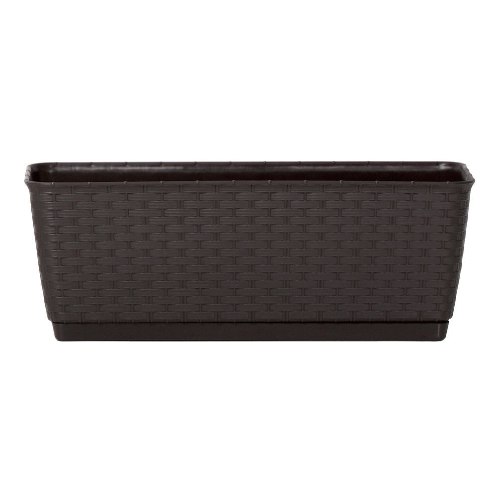 Protanic Pflanzkasten – Komplettset in Rattanoptik. ca. 49 x 17 x 17 cm – Dunkelbraun