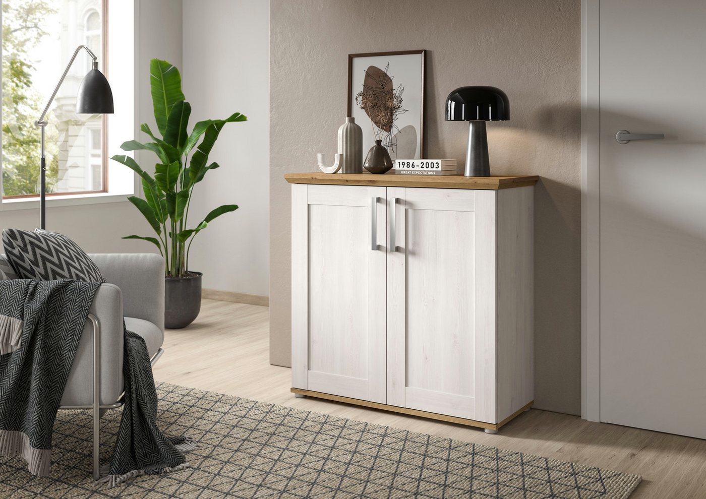 Home affaire Kommode COSENZA, Breite 95 cm, 2 Türen, 2 Einlegeböden, 3 Fächer, in Landhausoptik, Anrichte, Schrank, Sideboard