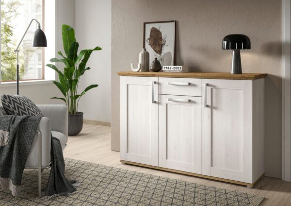 Home affaire Kommode COSENZA, Breite 137 cm, 3 Türen, 1 Schubkasten, in Landhausoptik, Anrichte, Schrank, Sideboard Home affaire Kommode COSENZA, Breite 137 cm, 3 Türen, 1 Schubkasten, in Landhausoptik, Anrichte, Schrank, Sideboard