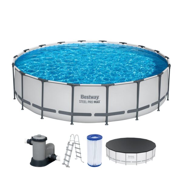 Bestway Bestway Steel Pro MAX™ Frame Pool Komplett – Set mit Filterpumpe Ø 549 x 122 cm Swimmingpool