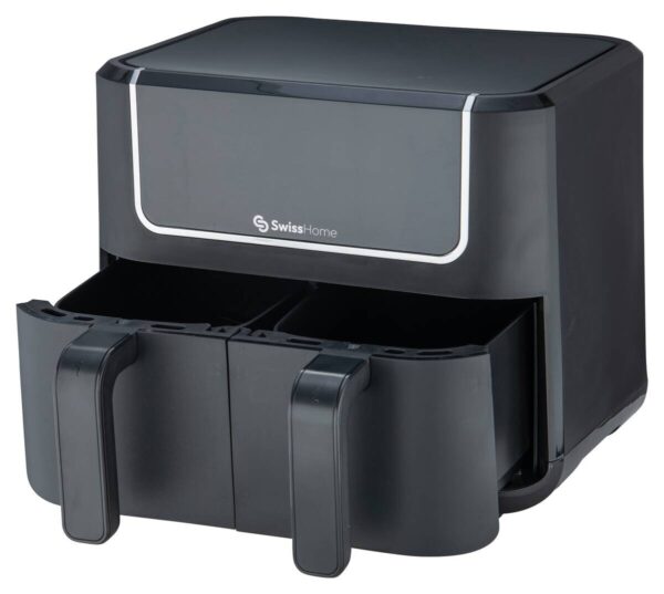 SWISS HOME Doppel-Heißluftfritteuse SH-6931 schwarz Kunststoff B/H/L: ca. 24x28x32 cm ca. 3 l