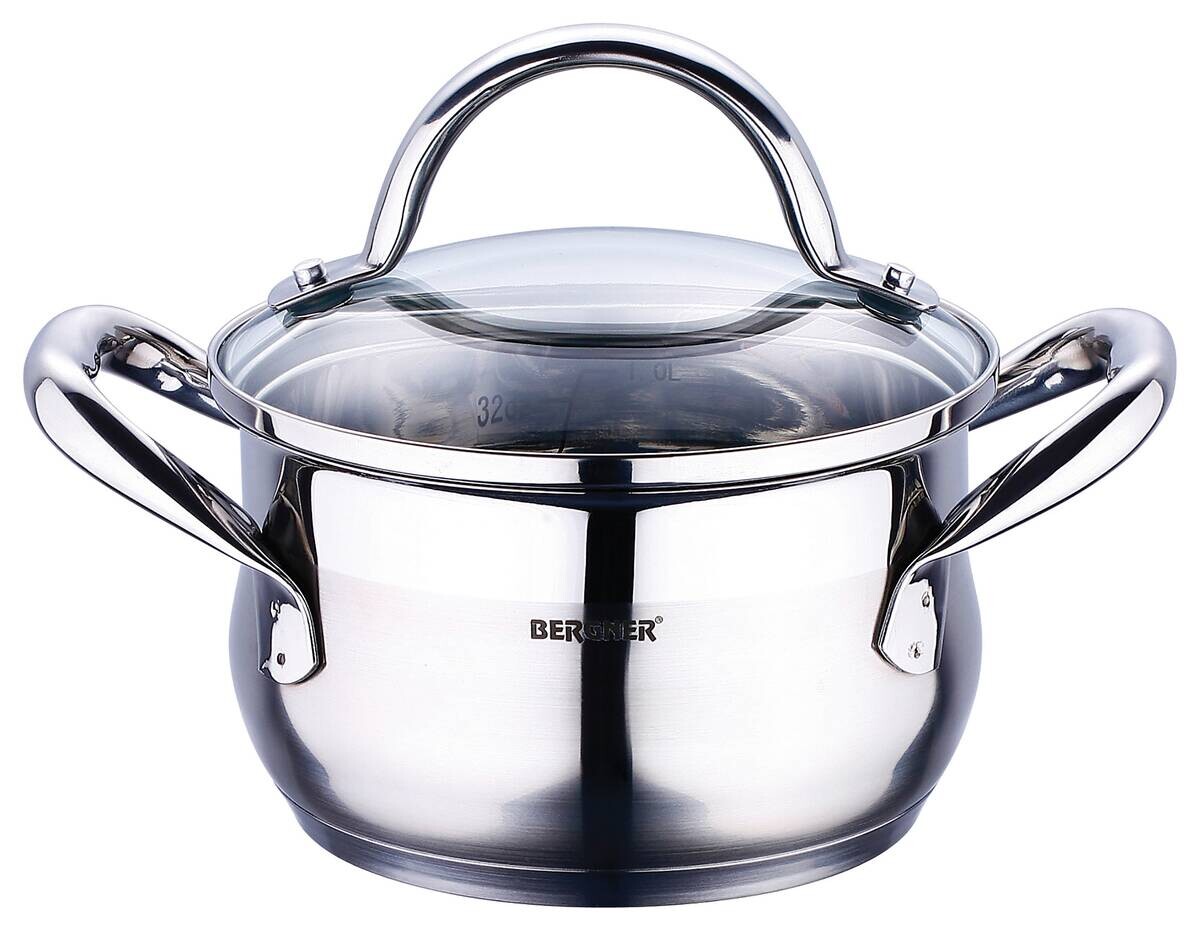 BERGNER Kasserolle GOURMET silber Edelstahl B/H/L/D: ca. 21,5x14x29,5x20 cm