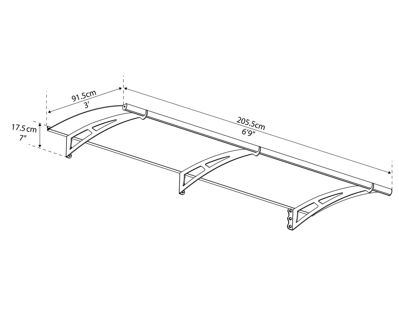 Canopia Vordach Aquila 2.1×0.9 Vordach solar grau klar